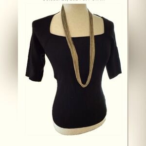 Elie. Ellie Tahari Sz S black, 1/2 sleeve top, perfect under cardi’s and blazers